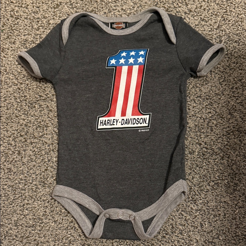 Harley-Davidson Charcoal Patriotic Baby Bodysuit